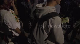Pro independence protesters throw eggs at police