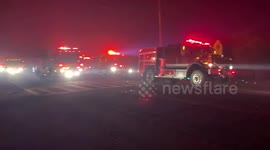 Mutual aid fire equipment and CalFire prepare strike teams to battle Kincade Fire #kincadefire