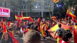 Thousands of pro-Spain supporters take to streets of Barcelona after separatist clashes