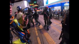 Tense confrontation between police and protesters on Nathan road