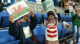 Japan fans show their support for both teams at Rugby World Cup semi-final