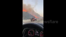 Getty Fire blazing by Los Angeles Freeway