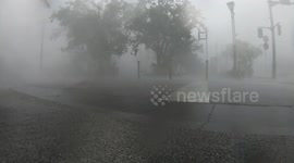 Raging Hurricane Eyewall Wind And Sheets Of Rain Lash GoPro Camera
