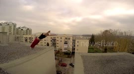 Slovenian freerunner demonstrates his incredible skill through a range of gravity-defying stunts