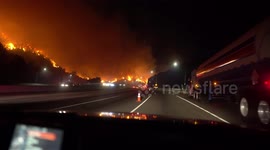Passing The Getty Fire Northbound on the 405 through the Sepulveda Pass (Complete Video)