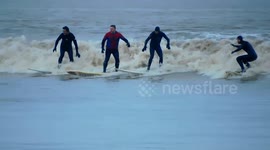 Surfers ride UK's spectacular natural phenomenon Severn Bore