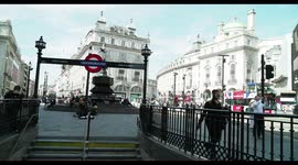 entrance of underground trian station at piccadilly circus, london, england