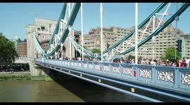 crowds of tourists on tower bridge, london