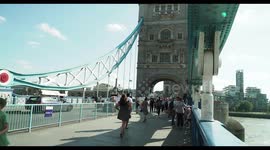 crowds of tourists on tower bridge, london