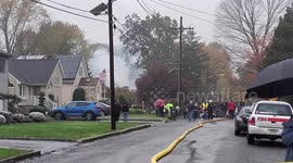 Active fire from plane crash ,road blockage