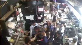 Shocking scenes as brawl breaks out in Indian restaurant kitchen between staff and impatient customers