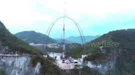 Giant swing built on the edge of 2300ft cliff in China's Chongqing to open next year