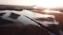Heavy rainfall has caused the river to burst its banks in Newark, Nottinghamshire.