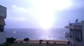 Incredible flash of lightning seen over waters off Greece