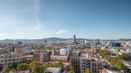 timelapse of the barcelona skyline shot from a unique vantage point