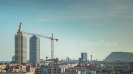 timelapse of the barcelona skyline shot from a unique vantage point