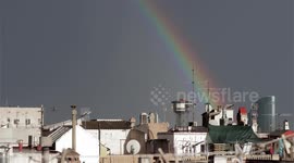 barcelona skyline rainbow
