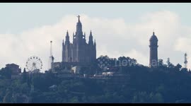 tibidabo church and amusement park on the hill outside of barcelona