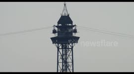 barcelona skyline and cable car view