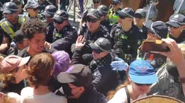 Protesters clash with police during IMARC blockade in Melbourne
