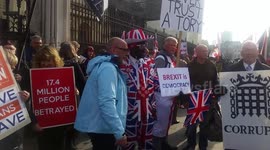 Brexit supporters rally outside UK Parliament on now-extended October 31 deadline