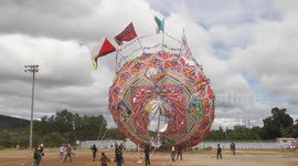 Giant kite tears in two during launch at Day of the Dead festivities in Guatemala
