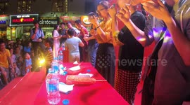 Giant sausage eating contest held in north Vietnam