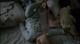 Adorable toddler sleeps like a BiG BOSS