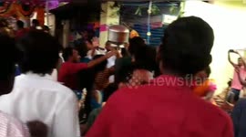 Bizzare a brawl took place between Bride and groom family members breaking chairs in southern east India.