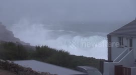 Monster waves smash into Sennen Cove in Cornwall