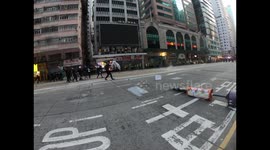 As riot police moves in to disperse Hong Kong protesters with tear gas and rubber bullets, a huge explosion is seen near journalists