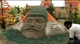 Sand art on river Ganges highlights pollution crisis in India