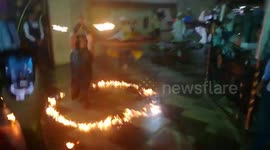 Wedding Performer Shows Some Fire Talents
