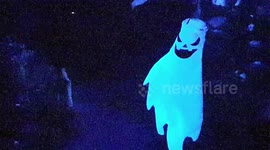 Getting into the halloween spirit ,Casper friendly  ghosts play with circus audience uk