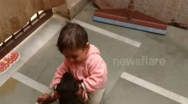 Toddler has an adorable reaction after seeing a pup for the first time in his life and their bond is unbreakable