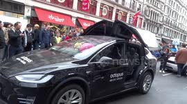 TESLA falcon wing doors demo welcomed by Regent Street Motor Show 2019 visitors