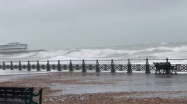 Brighton & Hove seafront storm high winds and waves