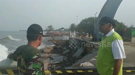 High waves destroy foundations of planned peace memorial in Indonesia