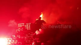 Guy being burned on Springhead Park Bonfire in Rothwell.