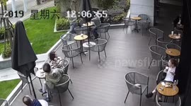 Shoppers narrowly avoid being hit by glass window after it fell down from mall in China