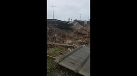 Strong winds cause sea fence to collapse at Brighton beach