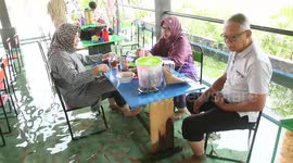 Foodies in Indonesia dip their toes in unique wet floor restaurant inhabited by fish
