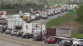 Traffic jams continue after pollution investigators deem air near Canada's main roads is high in contaminants