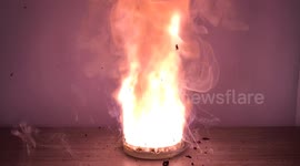 Intense experiment sees powdered sugar ignited by drop of sulfuric acid
