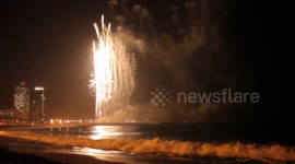 barcelona beach fireworks