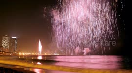 barcelona beach fireworks