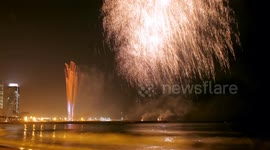 barcelona beach fireworks