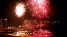 barcelona beach fireworks