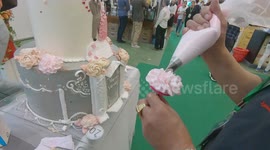 Giant birthday and wedding cakes made at Gato Cake-Making Competition in Vietnam