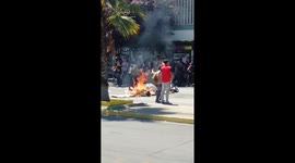 Chilean students vandalizing the streets of Santiago